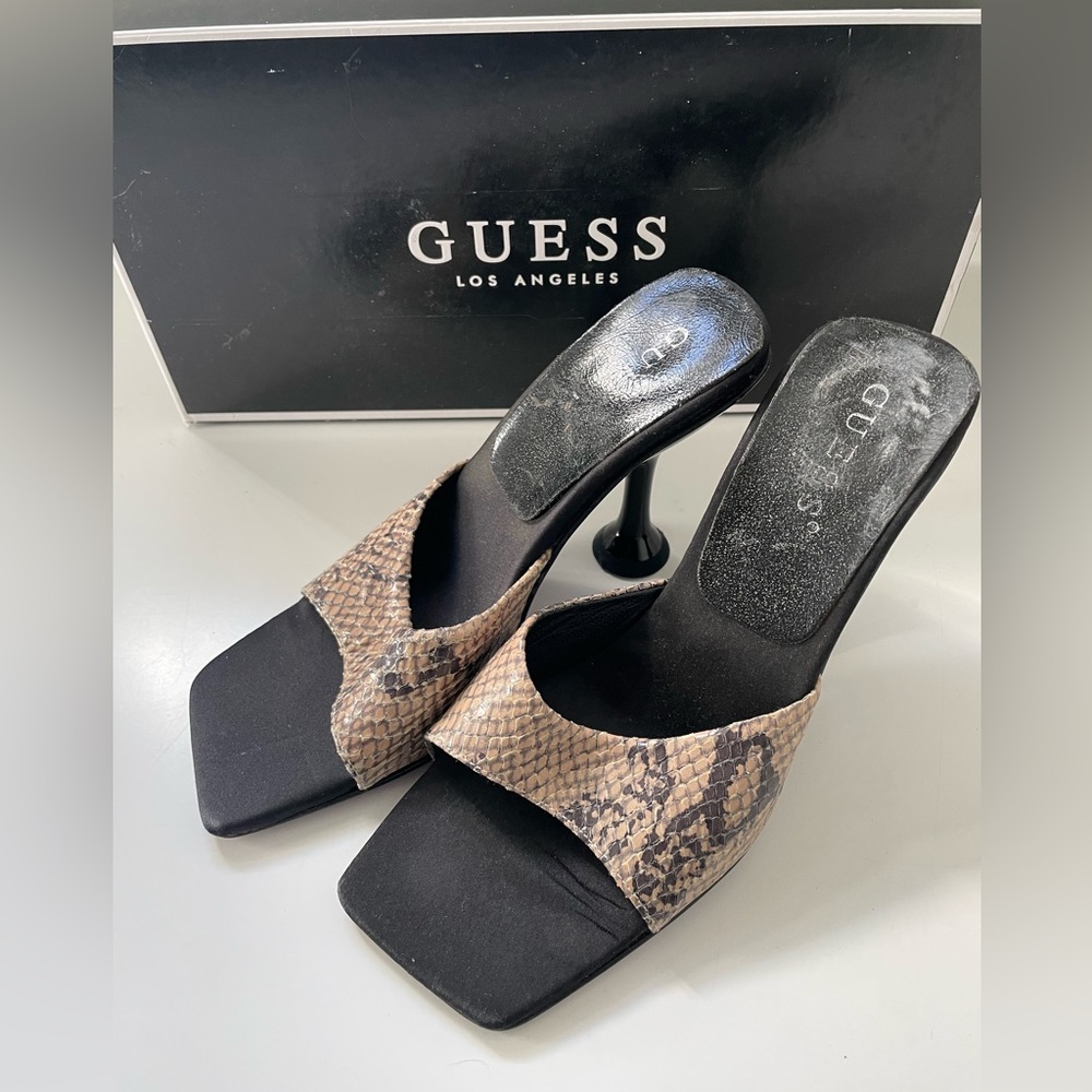 Vintage Guess Heels, Snake print, Size 5.5.